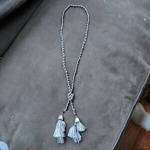 Sarah Coventry Black/White/Silver Tassel Necklace